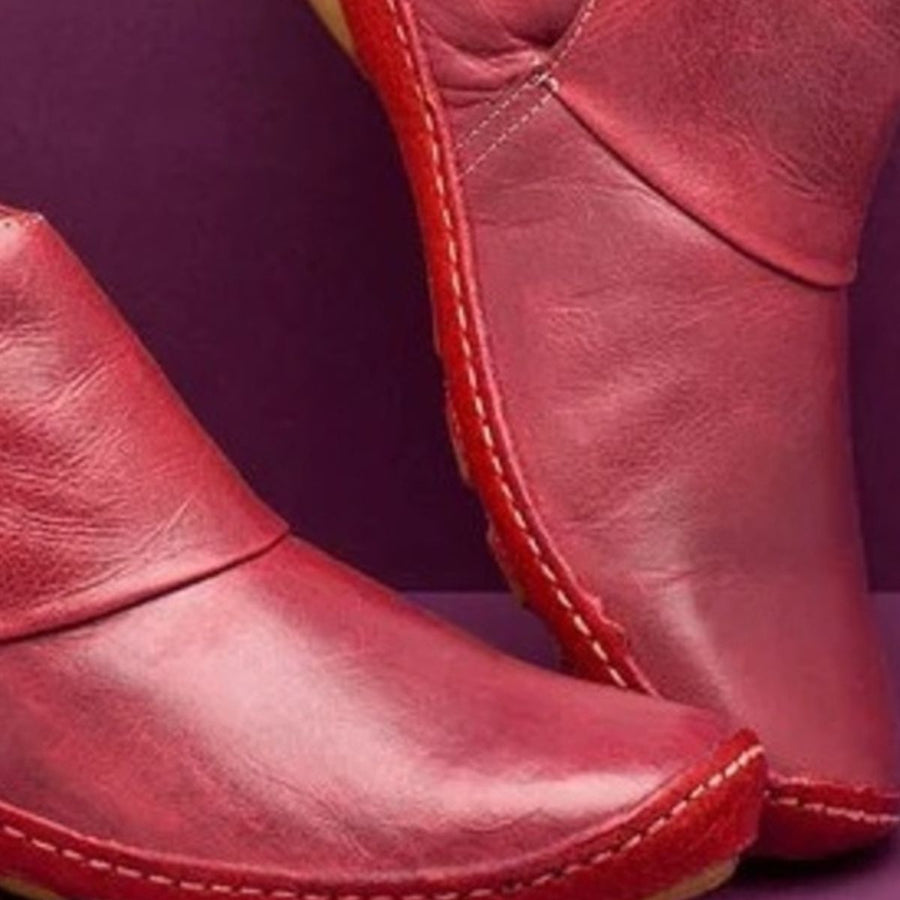 PU Leather,Rubber Imported Size & ankle boots in Red with relaxed silhouette