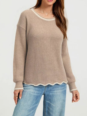 ivory regular pullover sweater with crew neck
