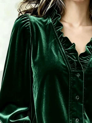 romantic blouse in rust with v-neck