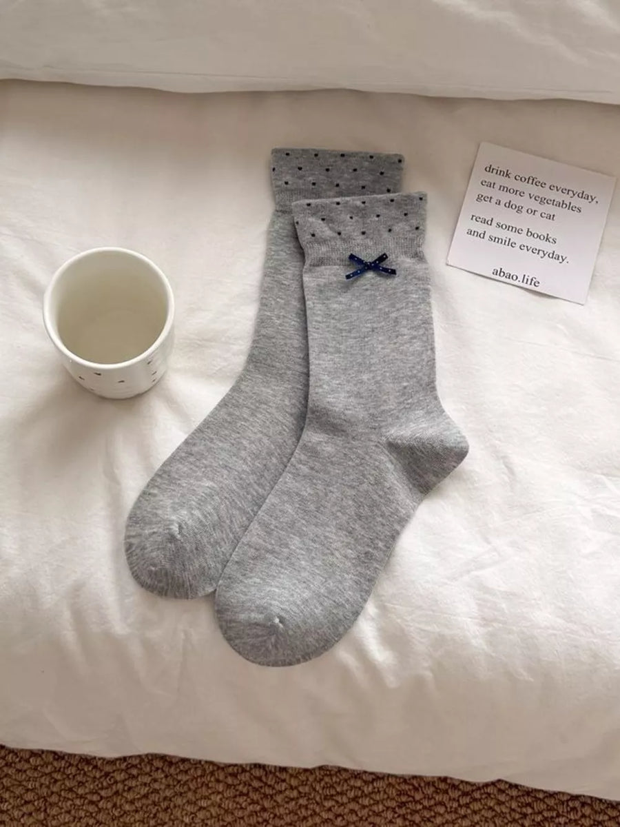 socks featuring polka dot in Chocolate with cotton Imported Size & texture