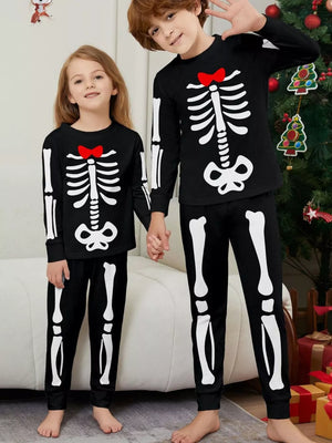 pajama set featuring skeleton print in Kid with 95% polyester, 5% spandex Care instructions: Machine wash cold texture