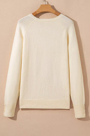 ivory pullover sweater with stretch and long sleeve