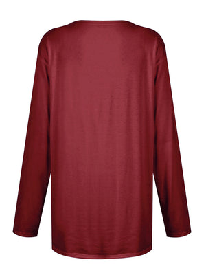 Burgundy Relaxed Fit Tunic with Patch Pockets