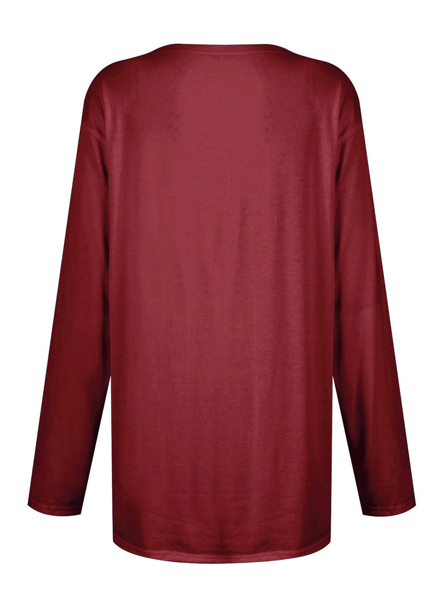 Burgundy Relaxed Fit Tunic with Patch Pockets