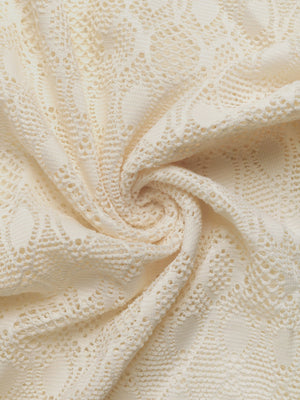 Cream Lace Palazzo Trousers with Button Detail