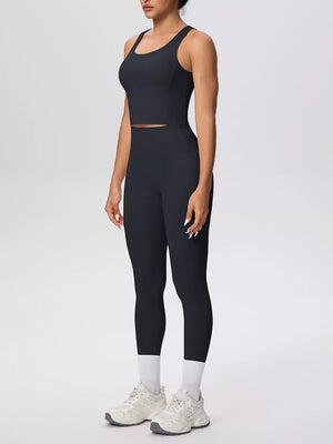 Cream athletic tank with cropped and pullover