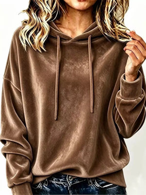Pink pullover hoodie with long sleeve and long sleeve