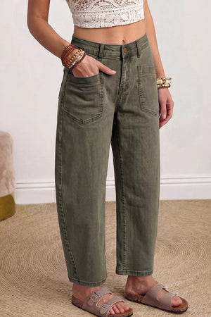 Four Leaf Clover Solid Color Ankle Jeans option 6