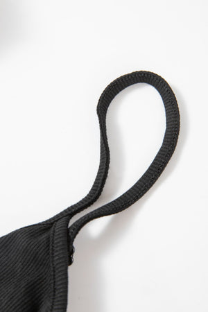 Black ribbed bodysuit with adjustable straps