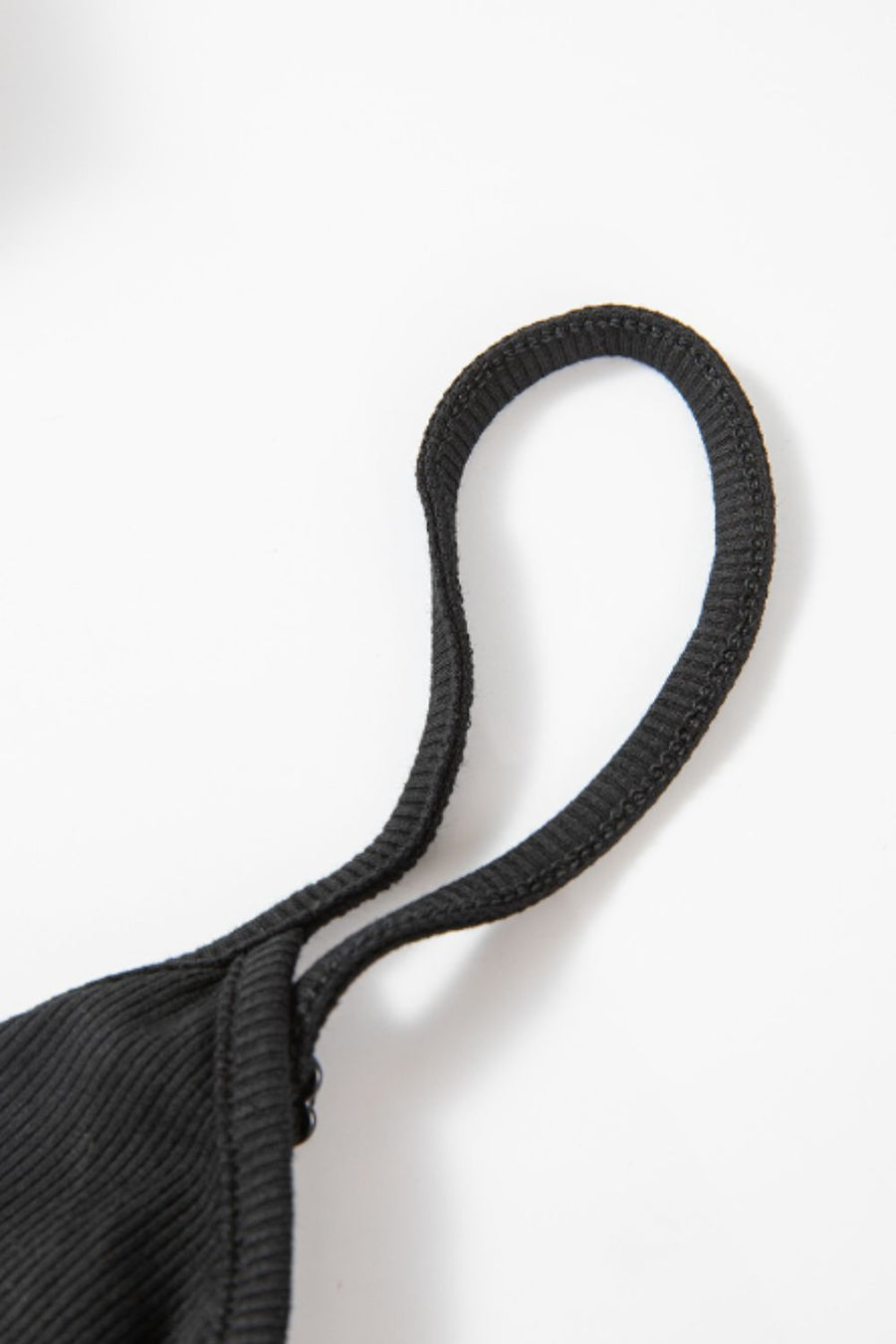 Black ribbed bodysuit with adjustable straps