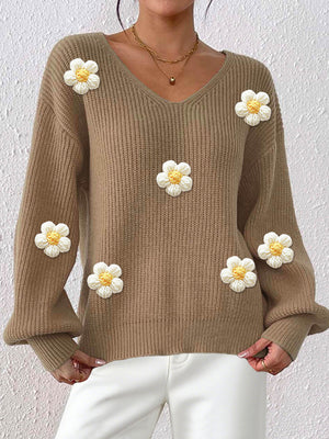 v-neck sweater in Khaki