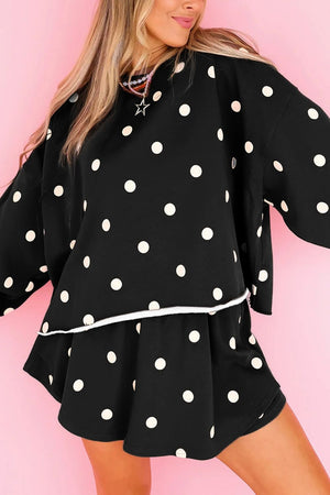 100% polyester Care instructions: Machine wash cold lounge set in Black with relaxed silhouette