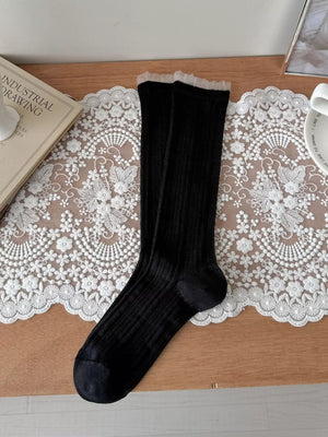 socks in Black with striped and sheer