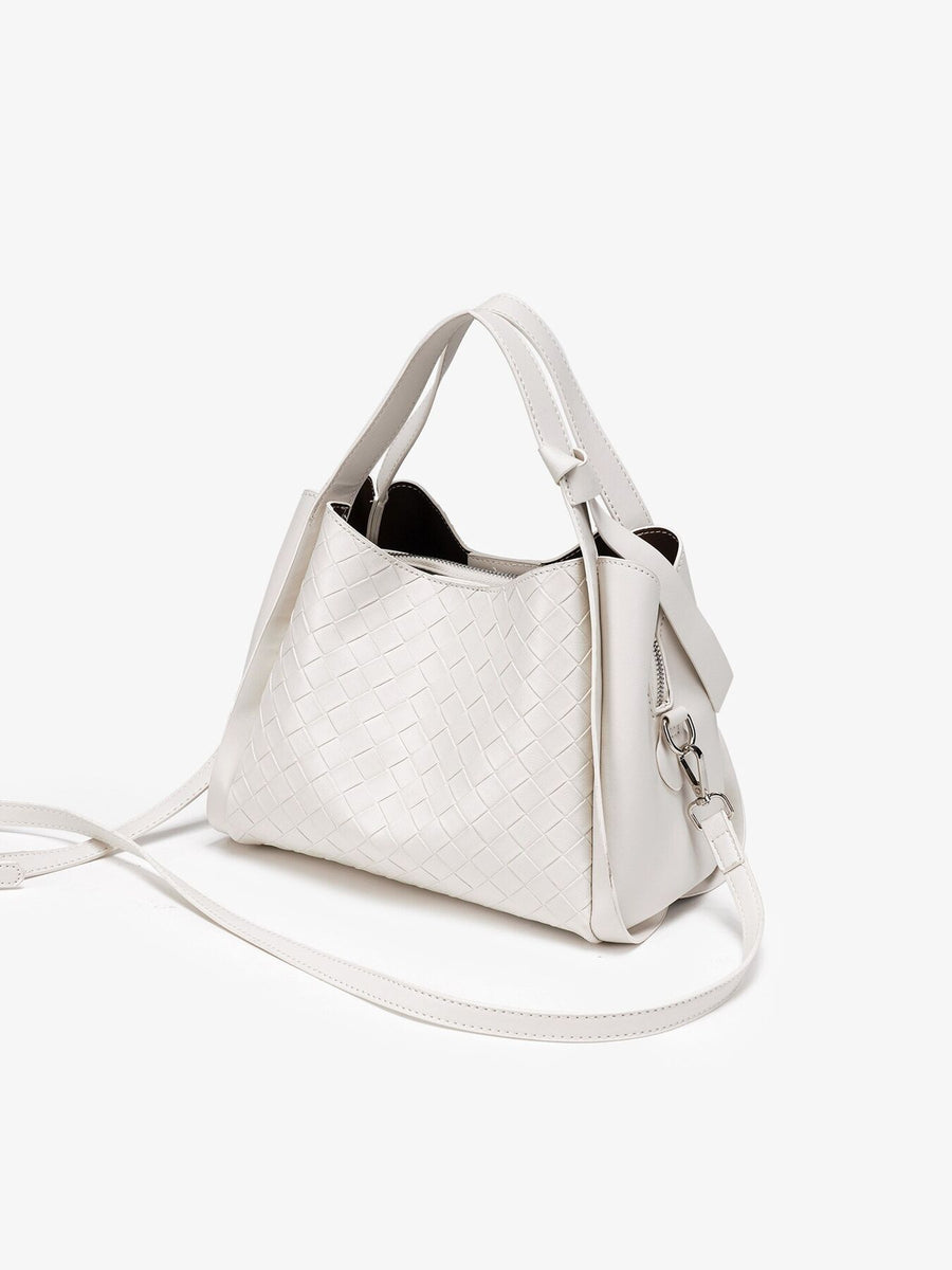 crossbody bag in White with woven and adjustable strap