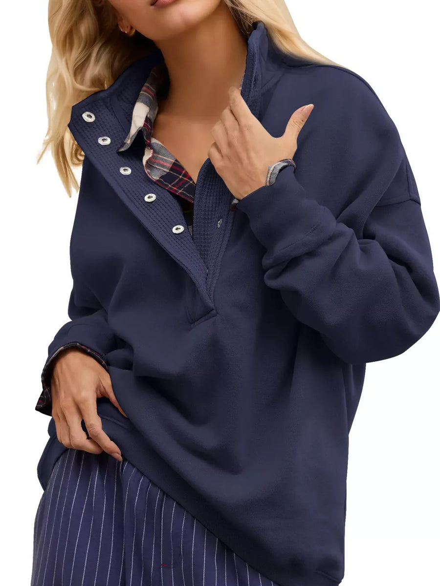 Light Gray relaxed sweatshirt with henley