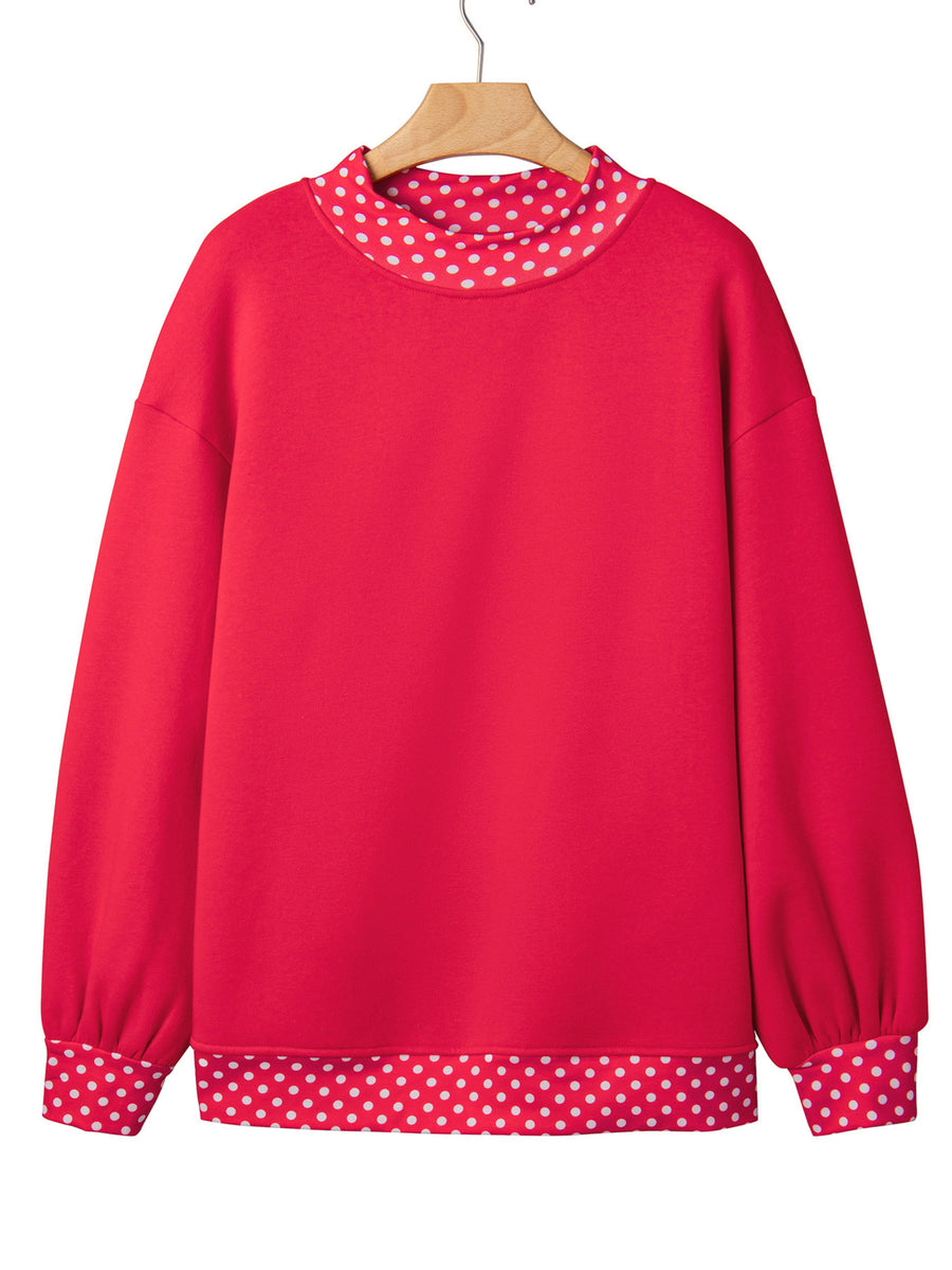 sweatshirt featuring polka dot in Scarlet with 50% polyester, 50% viscose Care instructions: Machine wash cold texture