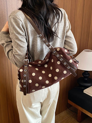 Small Polka Dot Shoulder Bag in ivory with polka dot print