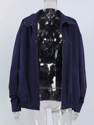 streetwear bomber jacket in Navy with collared