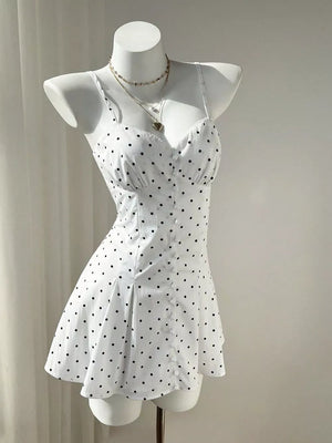 light blue fit-and-flare mini dress with sweetheart