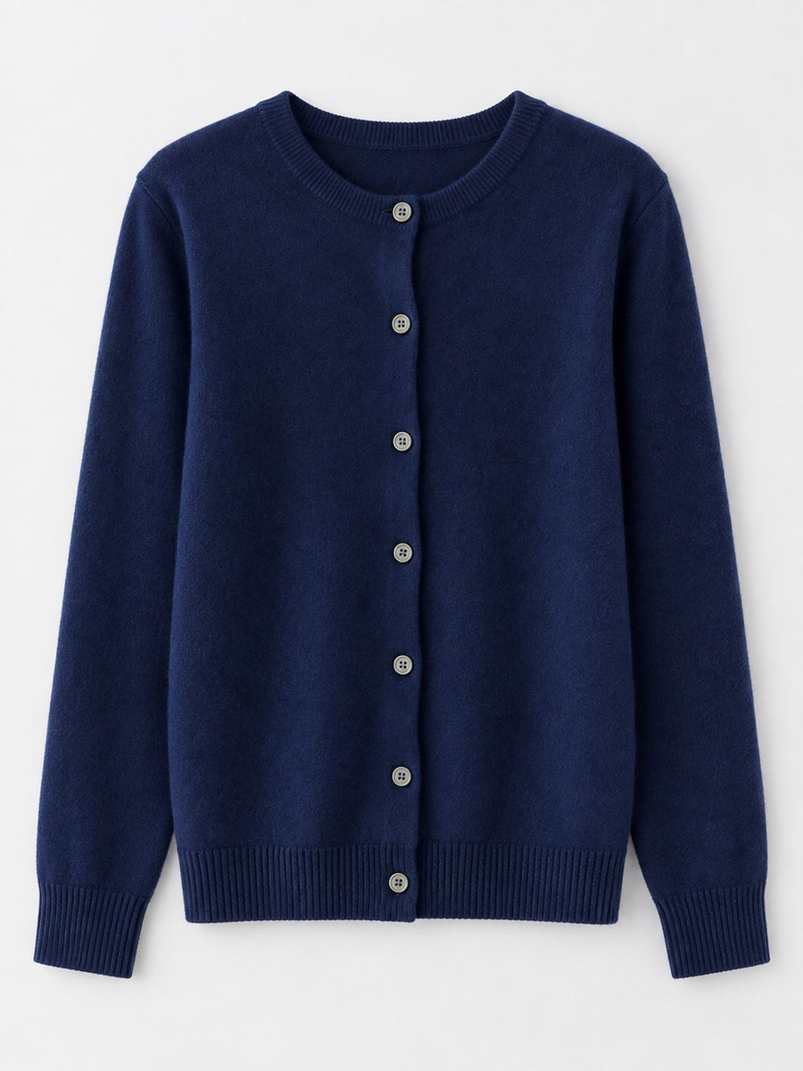 Navy relaxed cardigan with crew neck