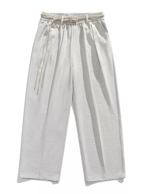 Belted relaxed fit men's sweatpants in light gray with drawstring waist
