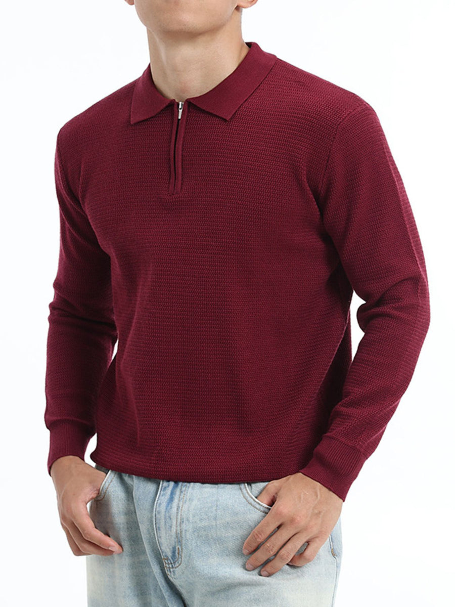 pullover sweater in burgundy featuring plus-size and regular fit