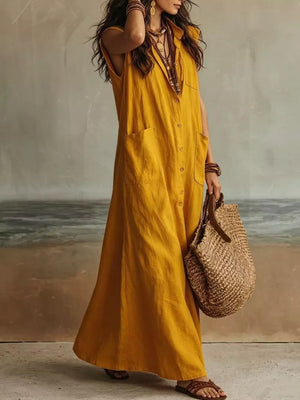 100% polyester Care instructions: Machine wash cold maxi dress in Black with A-line silhouette