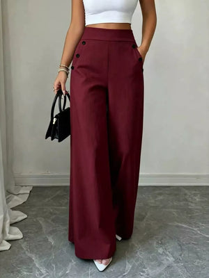 wide-leg pants in Gray with pocketed and full-length