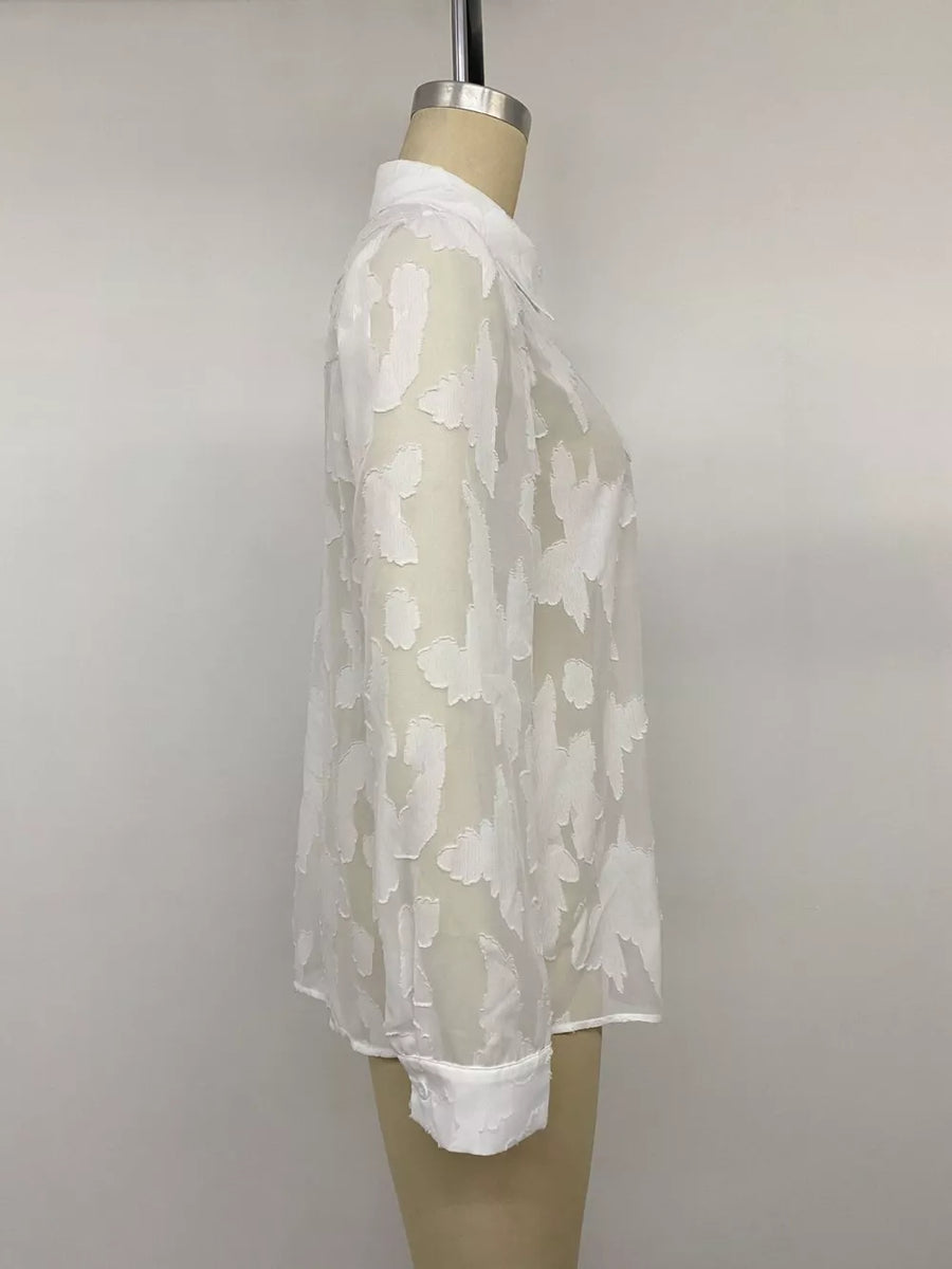 white button-down shirt