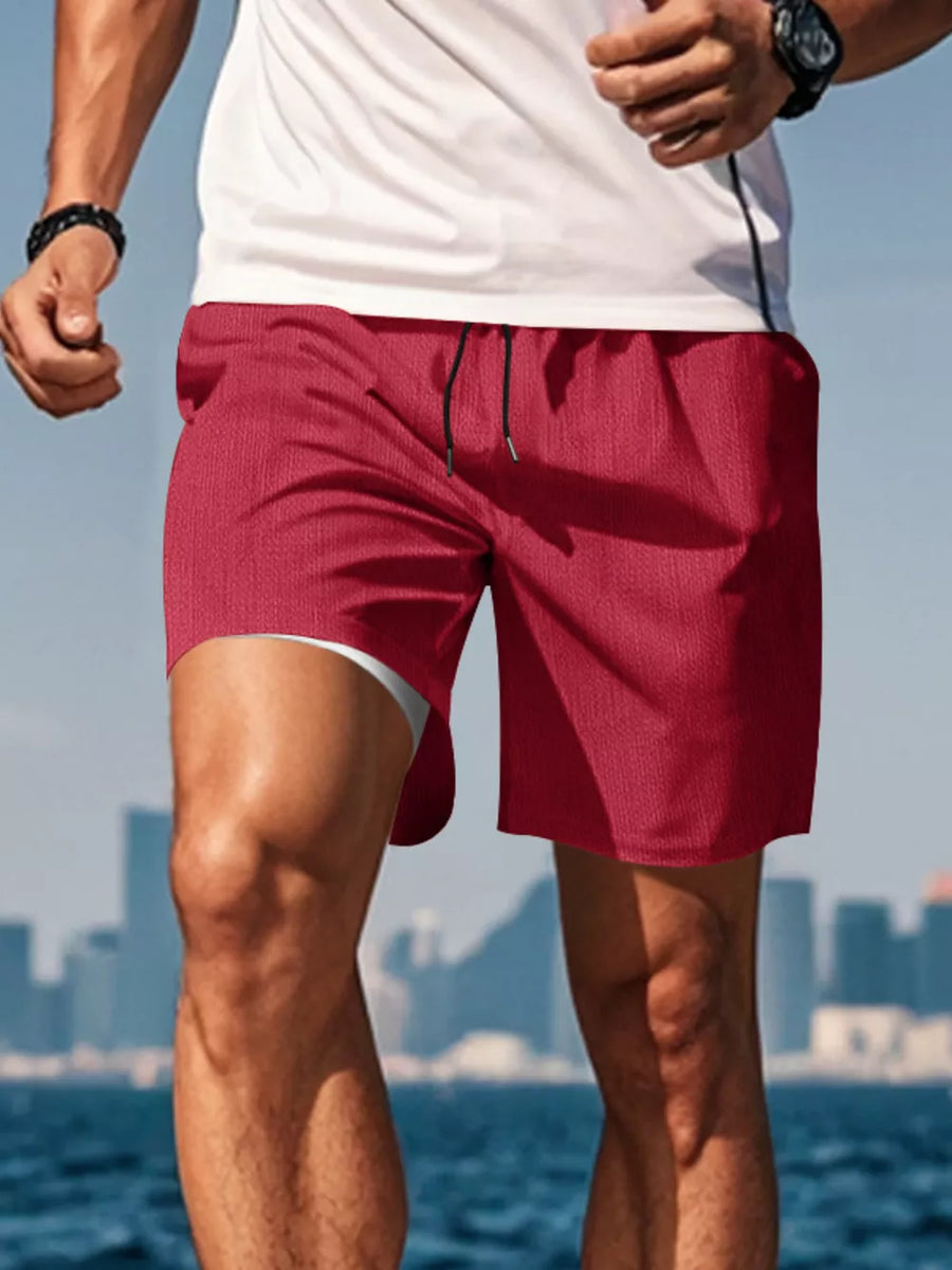Men's Drawstring Casual Shorts in Red