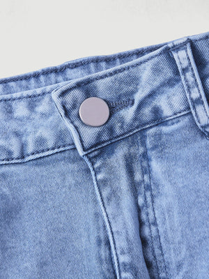 85% cotton, 15% polyester Care instructions: Machine wash cold maxi skirt in light blue with mermaid silhouette