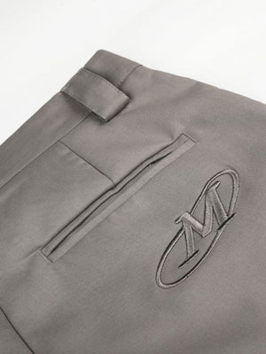 Men's Flared High-Waisted Wide-Leg Pants in slate gray with adjustable
