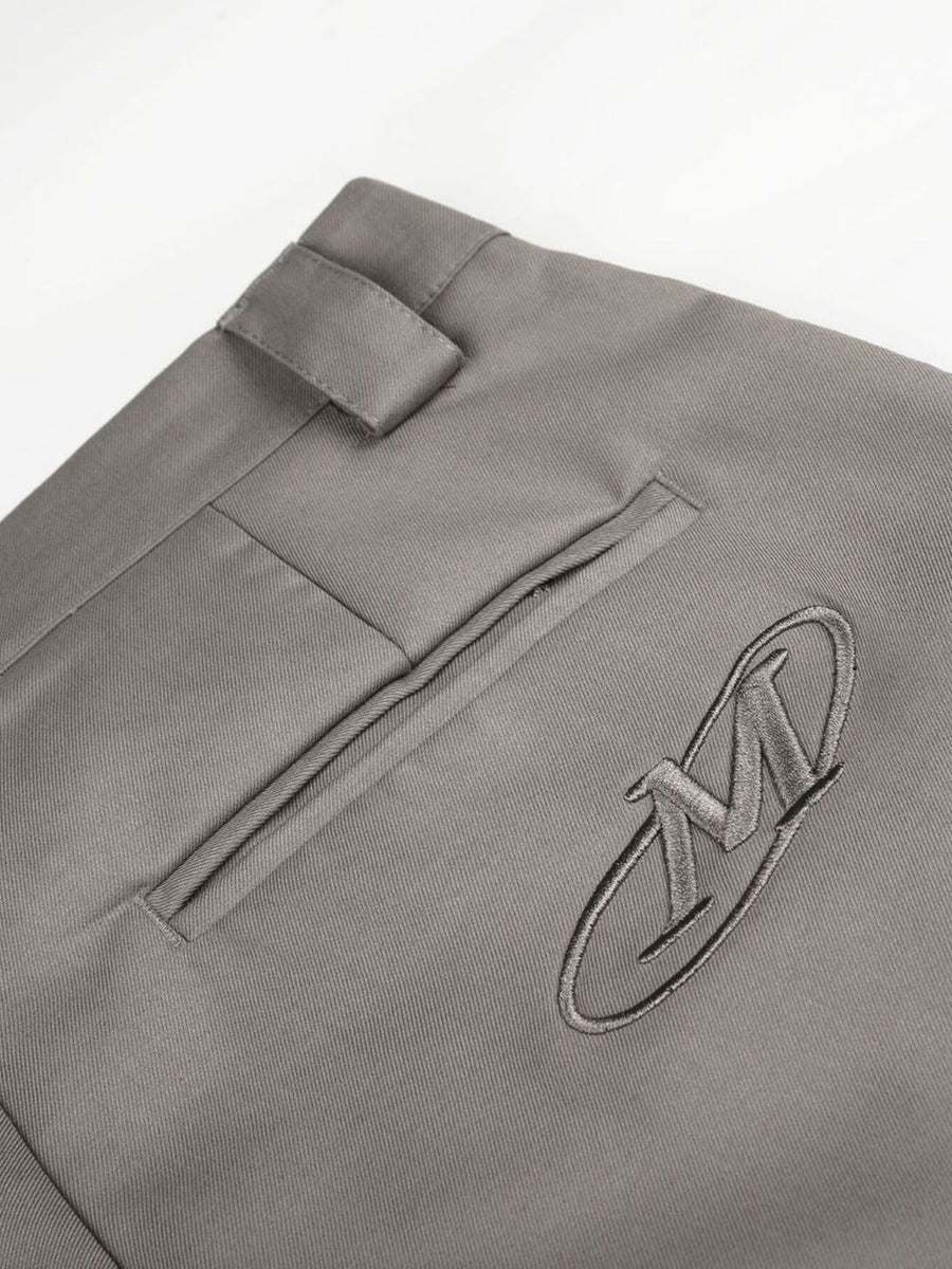 Men's Flared High-Waisted Wide-Leg Pants in slate gray with adjustable