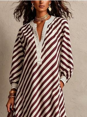 maxi dress in Sage with striped and pocketed