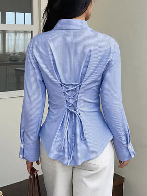 classic button-down shirt in Blue with collared
