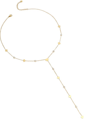 necklace in Gold with geometric and heart charms