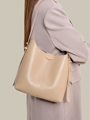 PU Leather Imported Size & handbag in Brown with soft structured silhouette