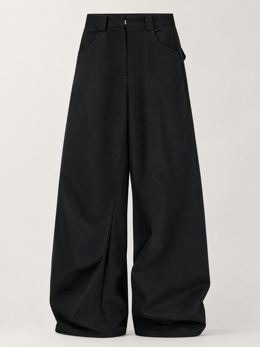 Predominantly cotton with spandex cargo pants in Army Green with wide-leg silhouette