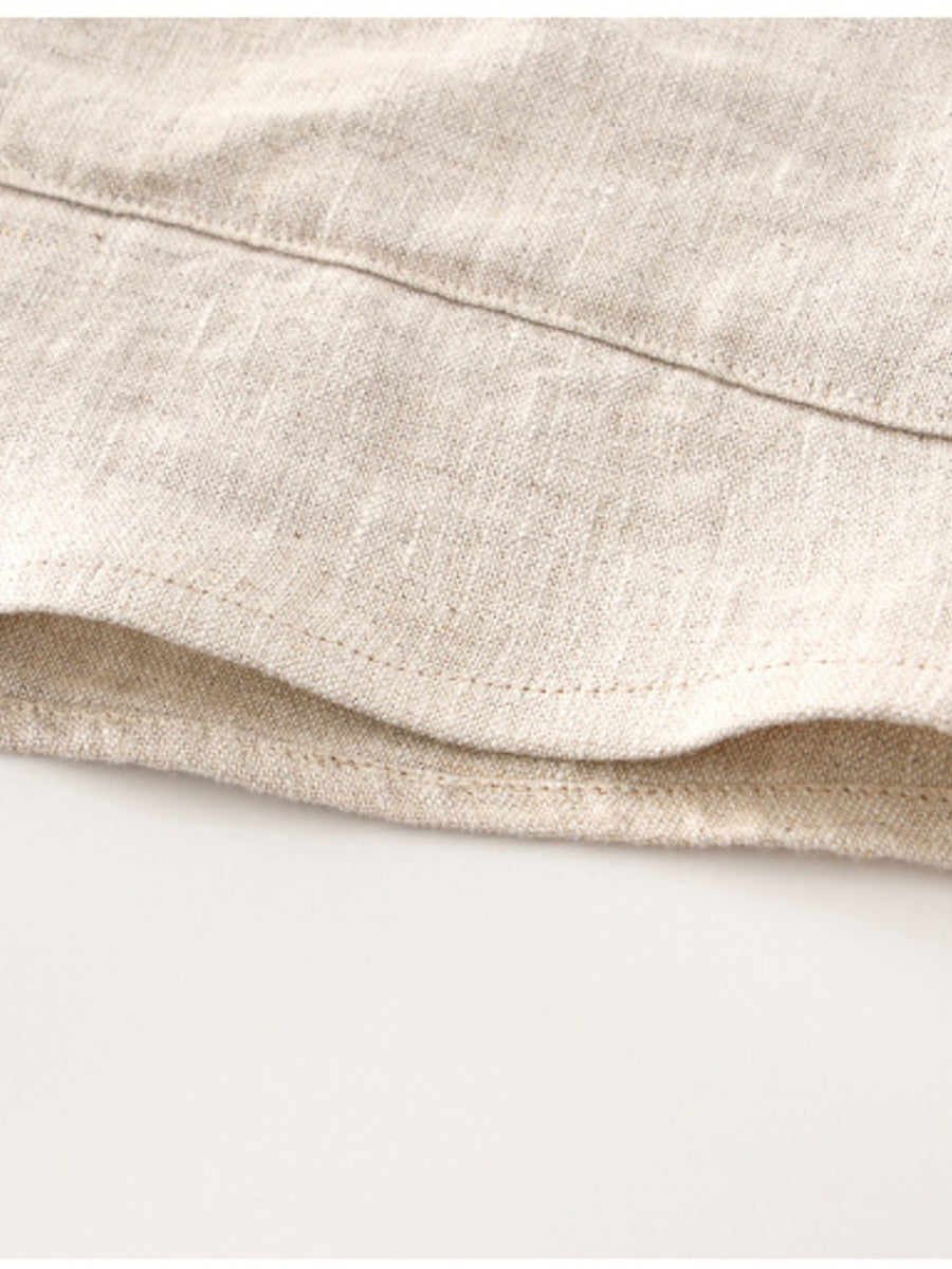 White button-down shirt with hip-length and button-front