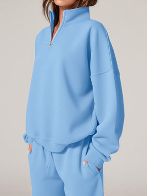 Light Gray sweat set with zipper and long sleeve