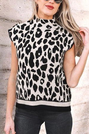 classic mock neck sweater in Black with mock neck