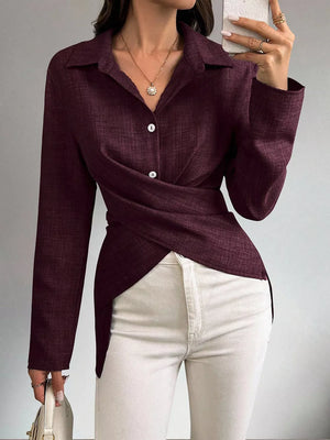 modern blouse in beige with collared