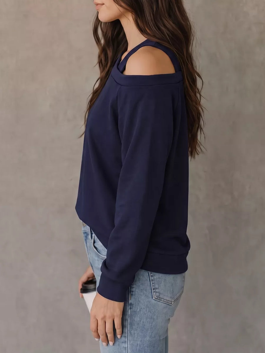 Dark Navy blouse with hip-length and pullover