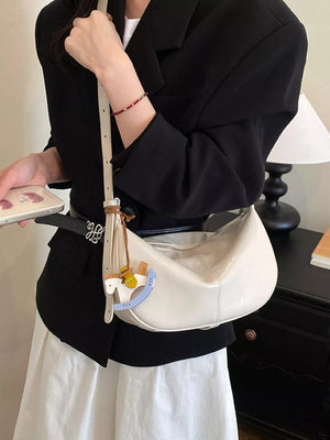 Ivory shoulder bag with medium and zip-front