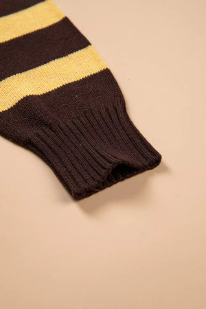 pullover sweater featuring striped in dark brown with 55% acrylic, 45% cotton Care instructions: Machine wash cold texture