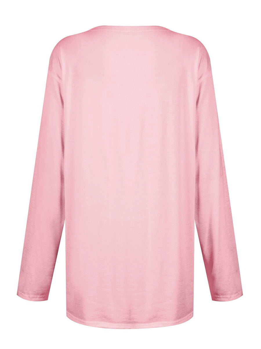 Relaxed fit blush pink long sleeve tunic with patch pockets
