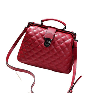 PU Leather Imported Size & handbag in burgundy with boxy silhouette