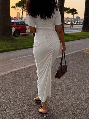 Ruched Short Sleeve Maxi Dress option 5