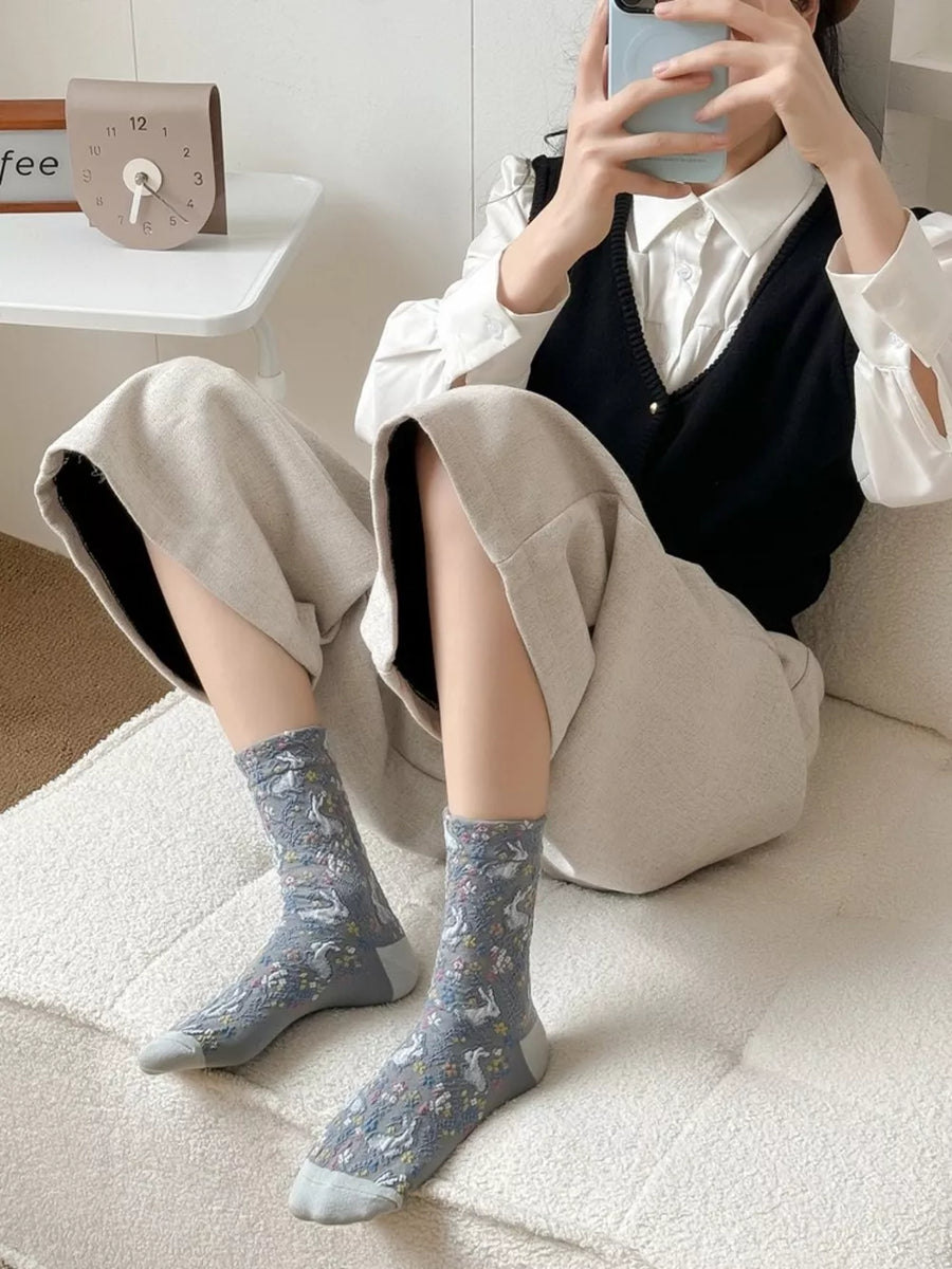 cottagecore socks in charcoal with N/A