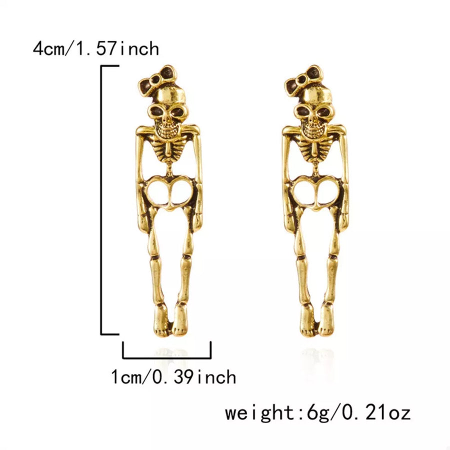 Style C earrings with post-back and skeleton